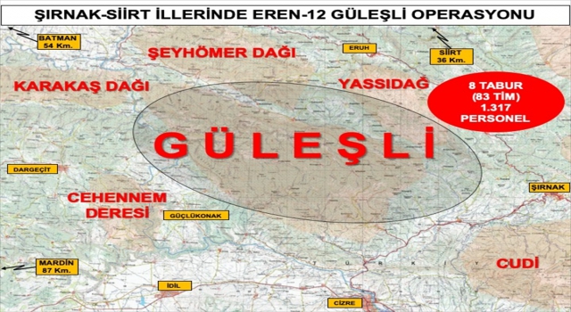 Şırnak ve Siirt’te 1317 personelin katılımıyla ”Eren12 Güleşli Operasyonu” başlatıldı