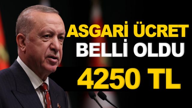 ASGARİ ÜCRET 4250TL OLDU