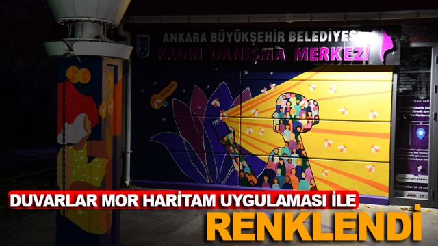 DUVARLAR MOR HARİTAM UYGULAMASI İLE RENKLENDİ: KADINLARDAN MOR HARİTAM TEMALI GRAFİTİLER