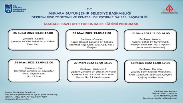 ABB ÖNCÜLÜĞÜNDE BAŞKENT’TE AFET VE ACİL DURUMLARLA İLGİLİ FARKINDALIK EĞİTİM PROGRAMLARI BAŞLIYOR