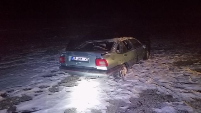 Konya'da Dehşet kaza şarampole devrilen araç sürcüsü öldü