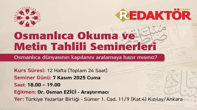 Türkiye Yazarlar Birliğinden Yoğun Talep Üzerine Osmanlıca Kursları Yeniden Başlıyor